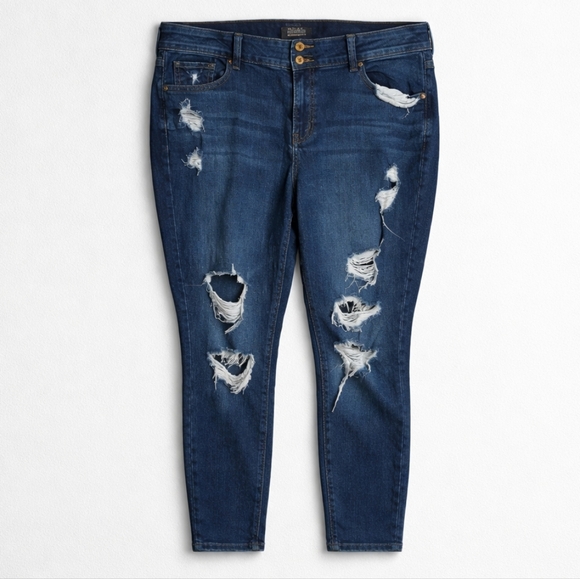 torrid Denim - 203 Torrid 20 20R Dark Blue Distressed Ankle Jeans